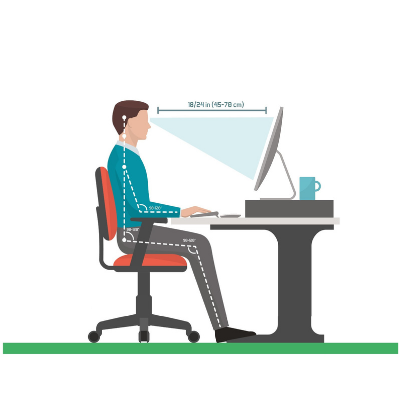 Example of the correct sitting posture for setting up your workstation and DSE.